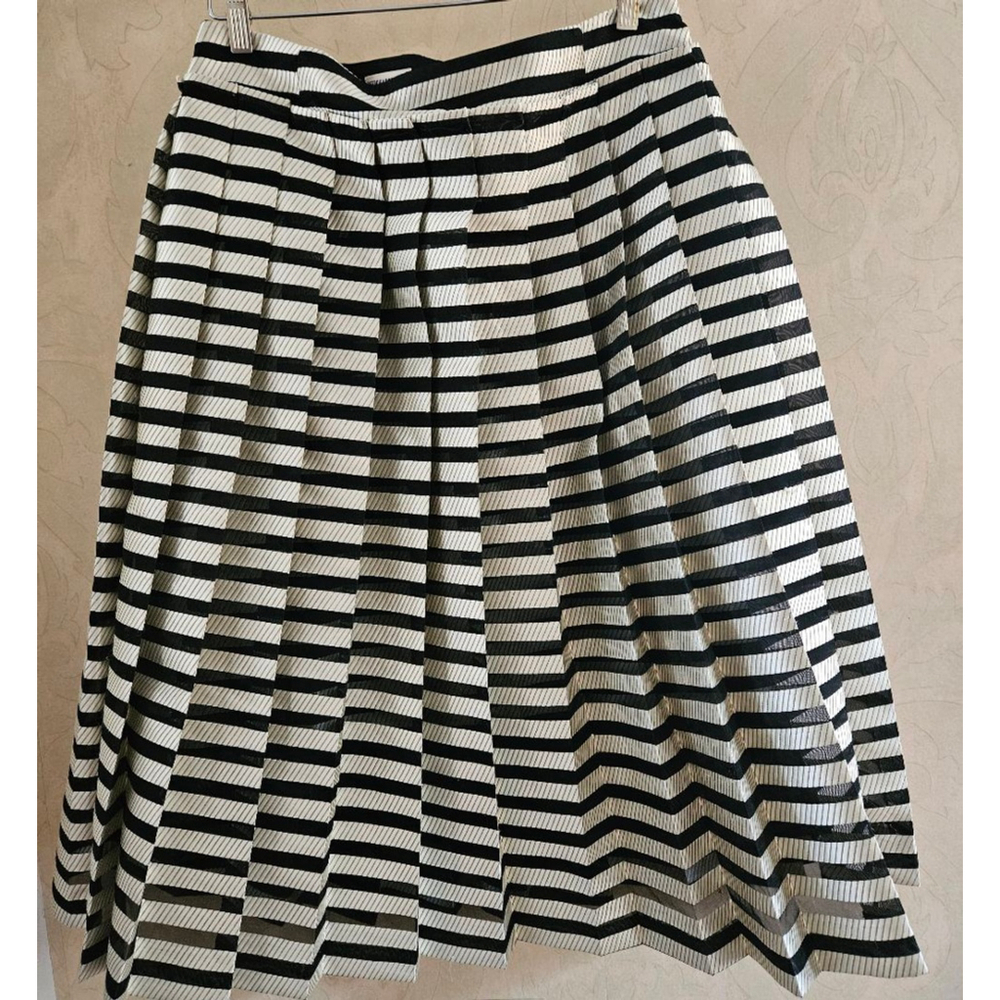 Vintage Baum Und Pferdgarten Pleated Sheer Striped Flare Skirt-Size 42 - Picture 8 of 8